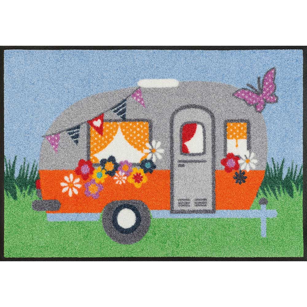 Kleen-Tex wash+dry Happy x Wohndesign-Shop – Camping 75 BIENENKORB24 - Design cm Fußmatte 50